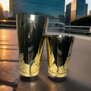 Patron Tequila  2 Piece Gold Color Stainless Steel Shaker Set. New - Picture 1 of 6