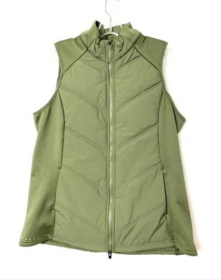 AVIA Fleece Vest Size L Green Olive Full Zip Pockets Mock Neck Sleevless - Image 1 of 4