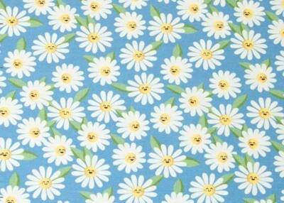 Hello Margy Hilco blau weiß Baumwoll-Jersey Kinderstoff Margeriten JaTiJu 50 cm - Bild 1 von 3