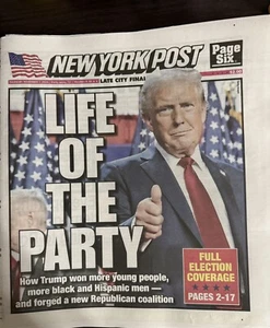 DONALD TRUMP Life Of The Party New York Post Full Election Newspaper 11/7/2024 - Picture 1 of 1