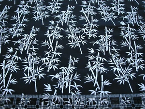 Tela de algodón de 3 yardas - estampados cotidianos Benartex bambú blanco sobre negro - Imagen 1 de 1
