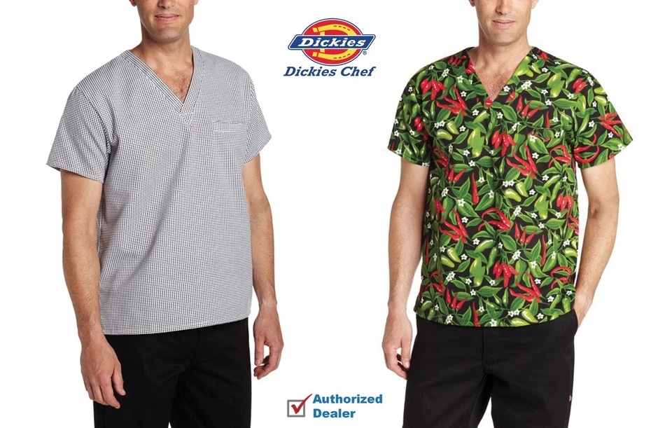 Camisa de cocina Dickies para hombre con cuello en V, camisa de trabajo, camisa de cocina para restaurante DC1001 Foto 1 de 1
