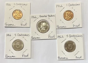 1966 PANAMA ๐ต๐ฆ 5 PROOF Coins!! A Quarter Balboa, 2 - 5 Cents & 2 - 1 Cents - Picture 1 of 8
