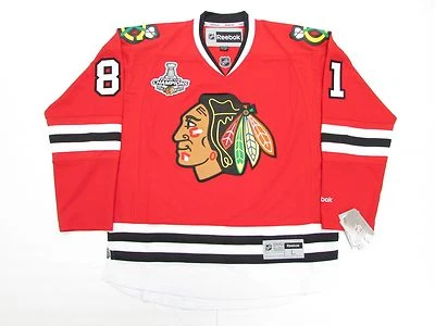 HOSSA CHICAGO BLACKHAWKS HOME 2013 STANLEY CUP CHAMPIONS REEBOK PREMIER JERSEY - Image 1 of 4