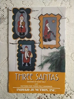 Indygo Junction Pattern IJ337 Three Santas Felt Wall Hangings Decoration New - Image 1 of 2