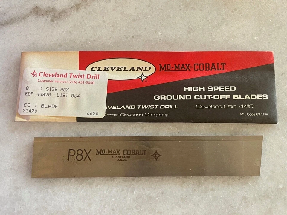 1 new CLEVELAND #44828 List: 864, Size P8X Cobalt T HS Ground Cut-Off Blade, USA - Image 1 of 1