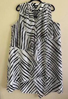 Vestido Lane Bryant Talla 18 Midi Largo Medio Pantorrilla Blanco Negro Cebra Rayas Fluido Foto 1 de 4