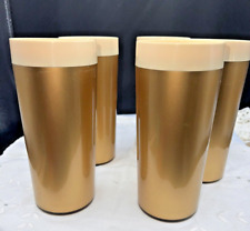 Vintage Plastic Tumblers Copper White Insulated Lot of 5 NFC Mid Century  6 1/4"