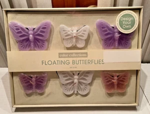 Butterfly Floating Candles Set of 6 Purple & White Vintage New NOS Read - Bild 1 von 6