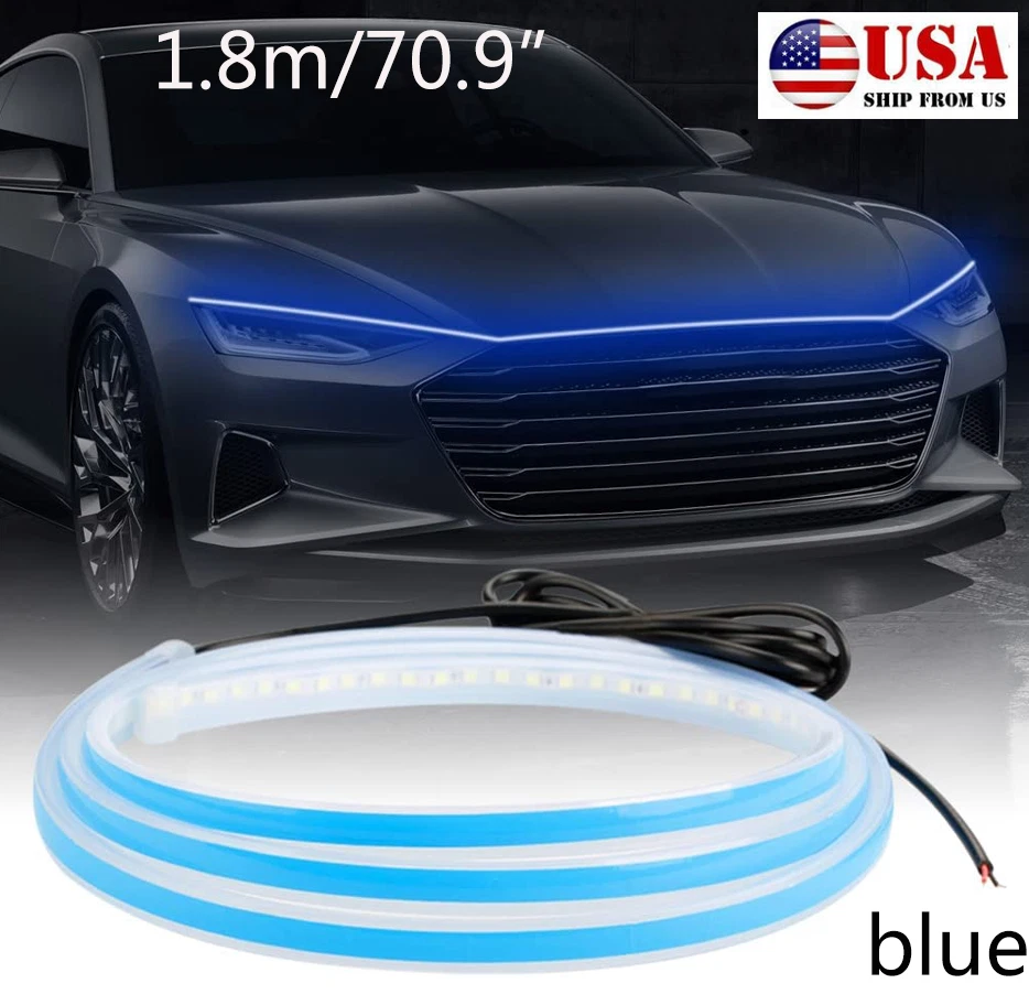Tira de luz diurna LED para capó de coche 180 cm 12 V DRL lámpara flexible impermeable  Foto 1 de 4