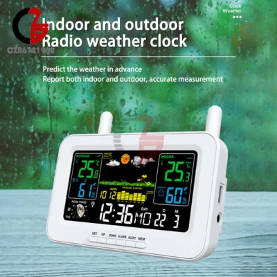 Weather Station MSF Radio Control Clock Indoor Outdoor LCD Temperature Humidity - Image 1 of 4