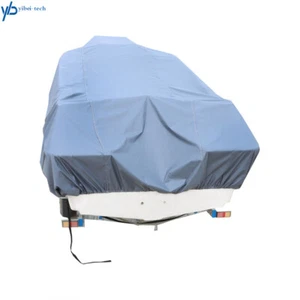 Heavy 600D Marine Grade Polyester Canvas Trailerable Waterproof Boat Cover grey - Picture 1 of 10