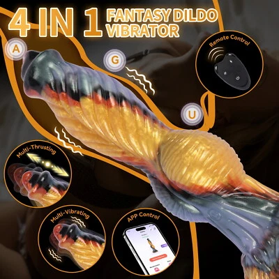 APP Thrusting Anal Plug Suction Cup Monster Big Dildo Vibrator Sex Toy Men Women - Image 1 of 4