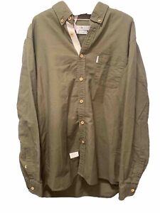 Five Four Button Down Shirt Mens 2Xl Green Long Sleeve Solid Cotton Collared