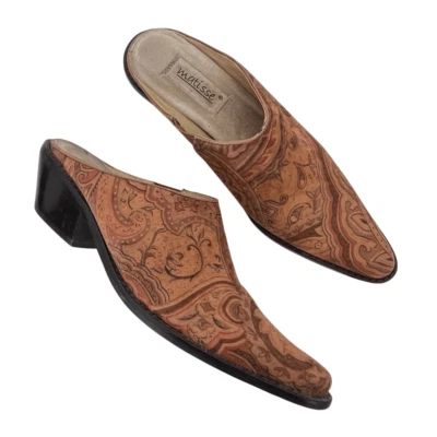 Matisse Southwestern Suede Mules 6.5 Slip On Shoes Clogs Boho Country Heritage - Image 1 of 4