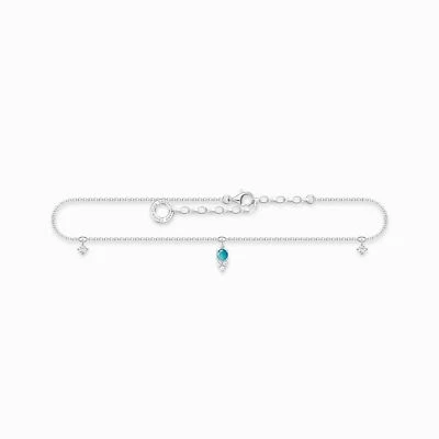THOMAS SABO Fußkette imitierter Türkis Sterlingsilber AK0026-405-17 Länge 27 cm - Bild 1 von 2