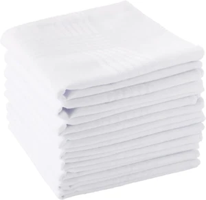 Scotamalone Men'S Handkerchiefs 100% Soft Cotton White Hankie Hankerchieves - Picture 1 of 12