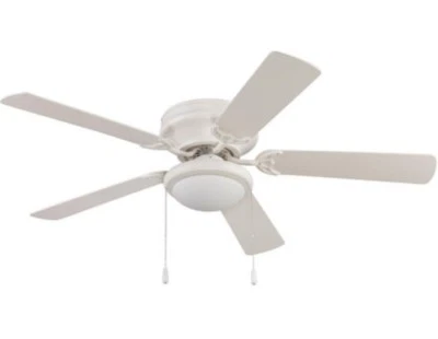 Large 52" Ceiling Fan Clean White Maple LED Light Kit Flush Mount Low Clearance - Image 1 of 4