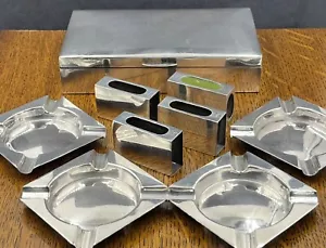 Fabulous smoking set cigarette box ashtrays and match cases Birmingham 1936 - Picture 1 of 12