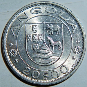 ANGOLA 20 ESCUDOS 1971 COPPER NICKEL KM#80 T-14 - Picture 1 of 2