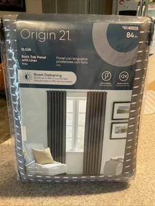 Origin 21 ELGIN 50x84” Gray Linen Room Darkening Back Tab Curtain Panel NIP - Picture 1 of 2