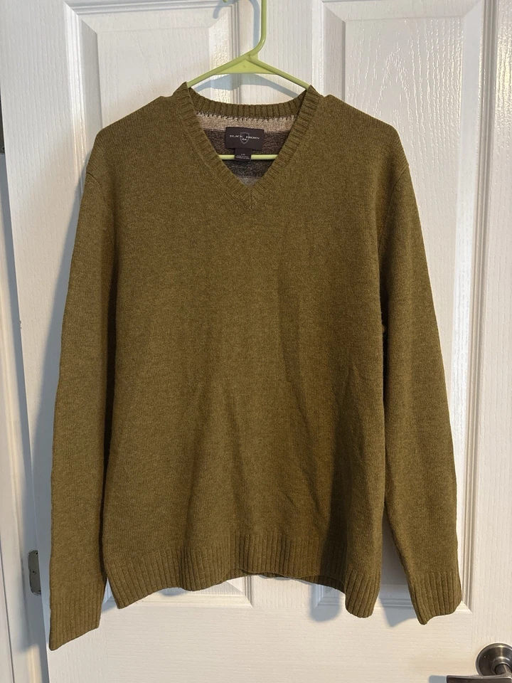 Suéter negro marrón 1826 verde oliva mezcla lana de cordero cuello en V para hombre talla grande Foto 1 de 4