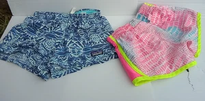 Patagonia Nike Shorts Girls 5-6 Blue Tropical Swimming sports quick dry lot of 2 - Picture 1 of 18