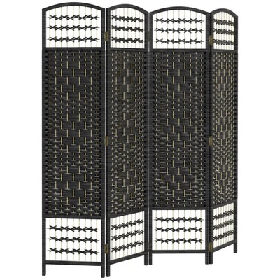 Black 5.6ft 4-Panel Folding Room Divider Screen for Interior Spaces - Image 1 of 4