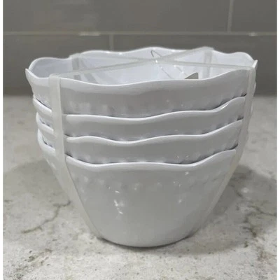 "Juego de 4 cuencos pequeños TOMMY BAHAMA blancos de melamina de 4,5"" Hobnail Dip aperitivo postre" Foto 1 de 4