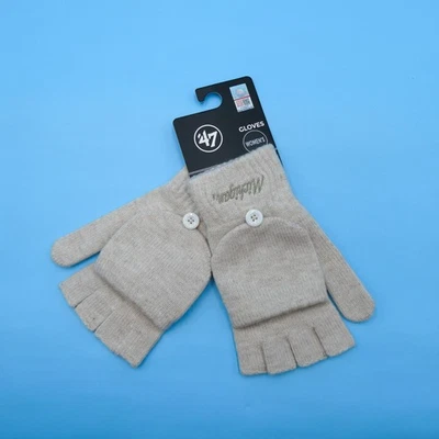 '47 Marca Michigan Wolverines Guantes de Invierno Mujer Beige Tejido Mitones Universitarios Foto 1 de 4