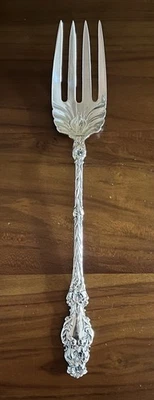 Antique 1902 Lily by Whiting Solid Sterling Silver Oversized Salad Serving Fork - Image 1 of 4