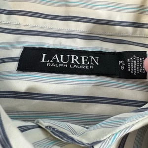 Lauren Ralph Lauren Petite PL Striped Cotton Button Up Shirt Blue White - Picture 1 of 7