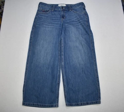 Hollister 12R / w31 Low Rise Super Baggy Jeans Wide Leg Blue Distressed 36 X 30 - Image 1 of 4