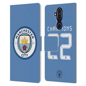 MAN CITY FC 2021/22 PREMIER LEAGUE CHAMPIONS LEATHER BOOK CASE FOR NOKIA PHONES - Picture 1 of 10