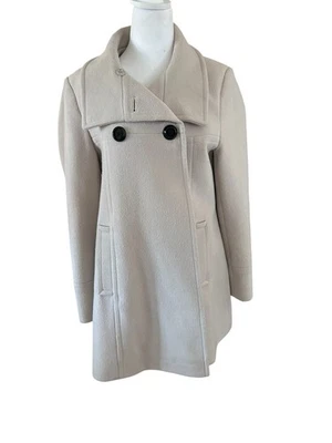Larry Levine Wool Double Breasted Beige Coat Sz 6 - Image 1 of 4