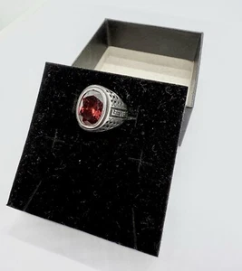 Men's 925 Sterling Silver Red Zircon Gemstone Ring - Elegant Style - Picture 1 of 8