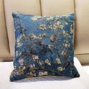 Van Gogh Almond Blossom Double Sided Jacquard Cushion Cover 45 x 45 cm - Picture 1 of 4
