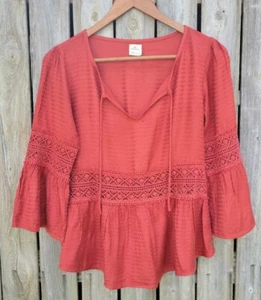 O'NEILL Boho Blouse-Size XS-Womens Peasant Top/Shirt-Lace Middle-Flutter Sleeve - Picture 1 of 13