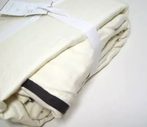 Pottery Barn Belgian Flax Linen Duo Tone Flange Ivory King Cal King Duvet Cover - Picture 1 of 7