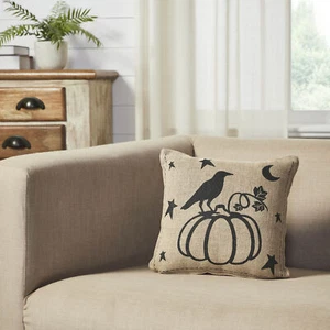 Raven Harvest Burlap Jute Pillow 12x12 - Picture 1 of 7