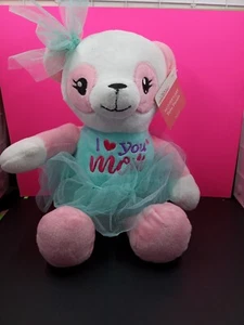 Dan Dee Tutu Panda Bear Plush Heart I Love You Mom Pink Teal Mother's Day New - Picture 1 of 7