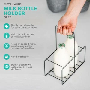2 Milk Bottle Holder Tidy Crate Rack Carry Carrier Doorstep Store Drink Caddy UK - Picture 1 of 12