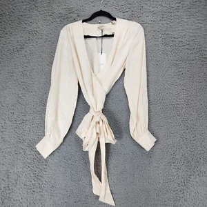 Scotch & Soda Top Womens Small Cocktail Hour Cream Long Sleeve Wrap Blouse *NWT* - Picture 1 of 10