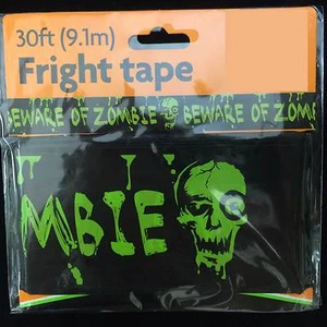 BEWARE-of-ZOMBIES Warning Caution Border Fright Tape Halloween Decoration-30ft - Picture 1 of 2