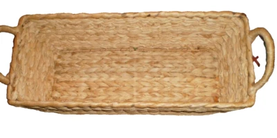 Vintage Rattan Storage Weave Basket w/Handle Metal Frame Rectangle - Image 1 of 4