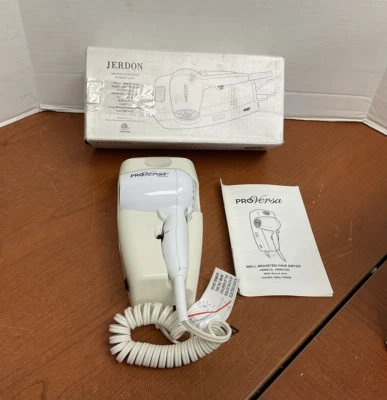 Jerdon 1600-Watt Wall Mount Hair Dryer, Direct Wire WHITE model JWM8CD - Image 1 of 3