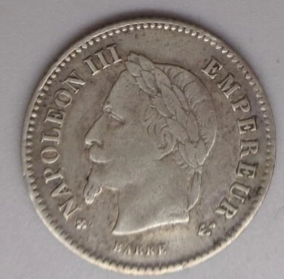 20 centimes Napoléon III tête Laurée Grand Module Argent 1867 BB(Strasbourg)SUP - Photo 1/2