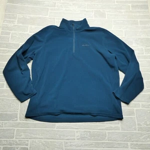 Eddie Bauer Polartec Fleece Sweatshirt Adult 2XLT Blue 1/4 Zip Mock Neck Mens - Picture 1 of 7