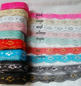 3-5m Spitze Polyester Spitzenband Metallfaden Spitzenborte 28mm Spitzenborte - Bild 1 von 3