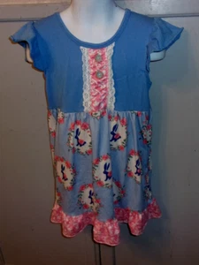 blue/pink bunny rabbit sleeveless dress girl sz L (5/6) - Picture 1 of 5